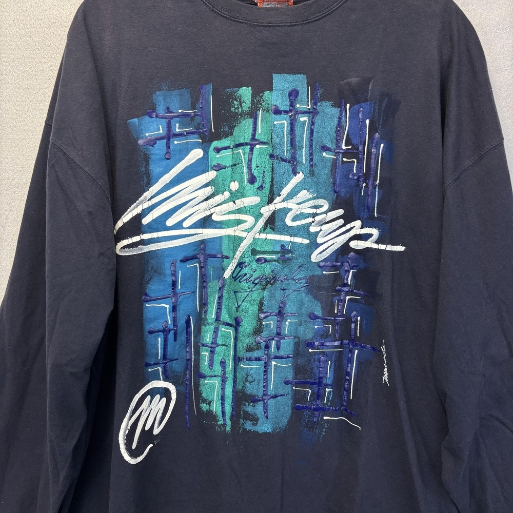 Vintage Y2K Miskeen Originals Hand Painted Shirt Mens 2XL Navy Graphic Art 2000s - Picture 7 of 12